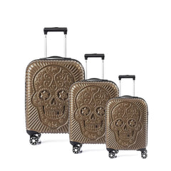 Gold - HH - Parlak Polikarbon 3'lü Valiz Seti
