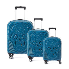 Mavi - HH - Parlak Polikarbon 3'lü Valiz Seti