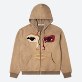 Patchwork Face III, Zip Up Oversize Hoodie