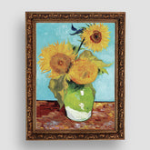 Vase with Three Sunflowers, Premium Tablo