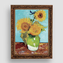 Vase with Three Sunflowers, Premium Tablo