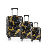 Siyah-Alevli Kuru Kafa - HH - Polikarbon 3'lü Valiz Seti