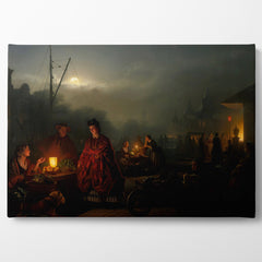 The Night Market, 1863, Petrus van Schendel, Kanvas Tablo