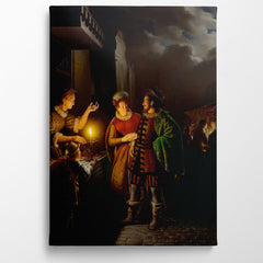 A Gingerbread Seller By Candlelight, 1838, Petrus Van Schendel, Kanvas Tablo