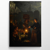 A Moonlit Vegetable Market, 1855, Petrus Van Schendel, Kanvas Tablo