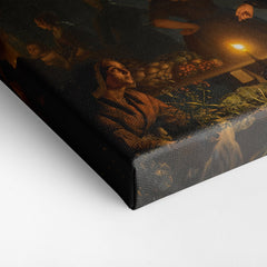 A Moonlit Vegetable Market, 1855, Petrus Van Schendel, Kanvas Tablo