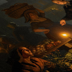 A Moonlit Vegetable Market, 1855, Petrus Van Schendel, Kanvas Tablo