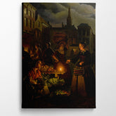 A Moonlit Vegetable Market On De Grote Markt, The Hague, 1855, Petrus Van Schendel, Kanvas Tablo