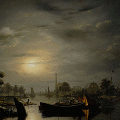 A River Landscape In Silver Moonlight, 1846, Petrus Van Schendel, Kanvas Tablo