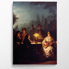 A Summer Evening by Lamp and by Moonlight,1850, Petrus Van Schendel, Kanvas Tablo