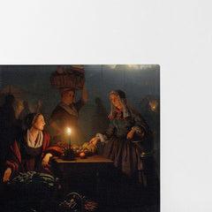 Buying Fruit And Vegetables At The Night Market, 1863, Petrus Van Schendel, Kanvas Tablo