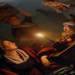 Buying Fruit And Vegetables At The Night Market, 1863, Petrus Van Schendel, Kanvas Tablo