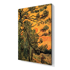 Batan Güneşli Kızıl Gökyüzüne Karşı Çam Ağaçları, 1889, Kanvas Tablo