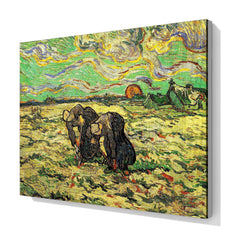 Günbatımında Karla Kaplı Tarlayı Kazan İki Köylü Kadın, 1890, Kanvas Tablo