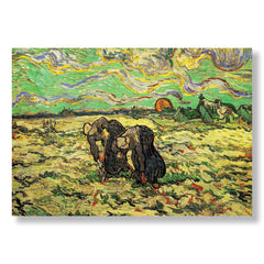 Günbatımında Karla Kaplı Tarlayı Kazan İki Köylü Kadın, 1890, Kanvas Tablo