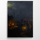 Dutch Market By Moonlight, 1853, Petrus Van Schendel, Kanvas Tablo