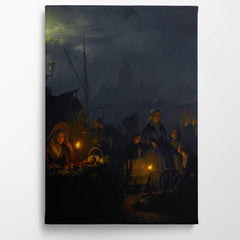 Dutch Market By Moonlight, 1853, Petrus Van Schendel, Kanvas Tablo