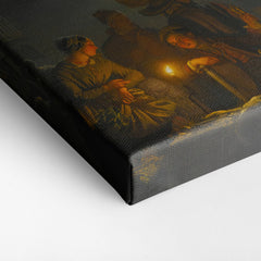 Dutch night market in the Kaasmarkt, Rotterdam, 1870, Petrus Van Schendel, Kanvas Tablo