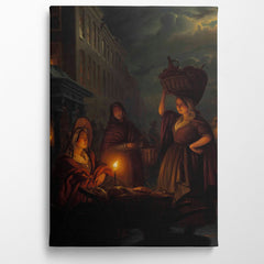 Moonlight Market, 1840, Petrus Van Schendel, Kanvas Tablo