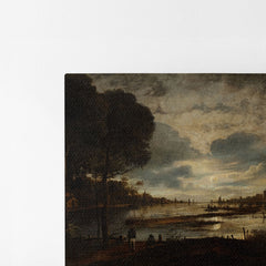 Moonlit Landscape, 1843,Petrus van Schendel , Kanvas Tablo