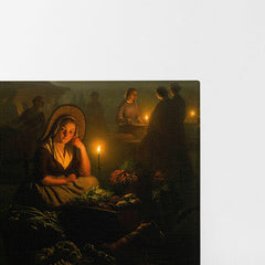 Night-Market In Amsterdam, With The Dam Palace And The Nieuwe Kerk In The Background , 1864, Petrus Van Schendel, Kanvas Tablo