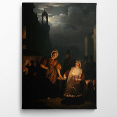 Night market in Rotterdam , 1870, Petrus Van Schendel, Kanvas Tablo