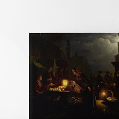 The Candlelit Market, 1856, Petrus Van Schendel, Kanvas Tablo