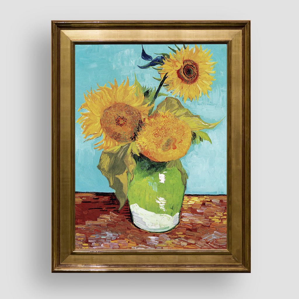 Vase with Three Sunflowers, Premium Tablo