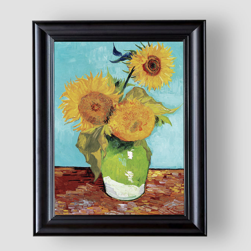Vase with Three Sunflowers, Premium Tablo