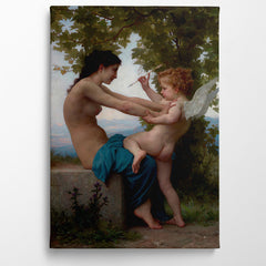 A Young Girl Defending Herself against Eros, 1880, William Bouguereau, Kanvas Tablo