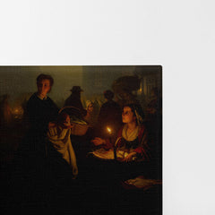 Fish Market at the Sint Jacobskerk, 1866, Petrus Van Schendel, Kanvas Tablo