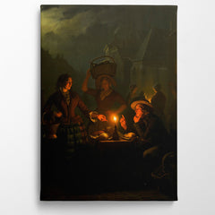 Night Market At The Groenmarkt, The Hague , 1852, Petrus Van Schendel, Kanvas Tablo